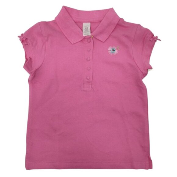 Carters' Y2K Pink Polo with Small Flower & Bow on Sleeve Size 4 T NWT - Picture 1 of 7